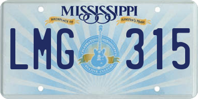 MS license plate LMG315
