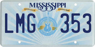 MS license plate LMG353