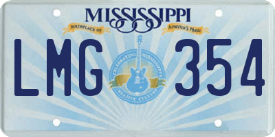 MS license plate LMG354