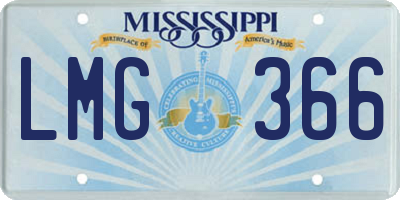 MS license plate LMG366