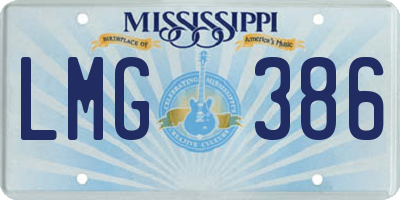 MS license plate LMG386