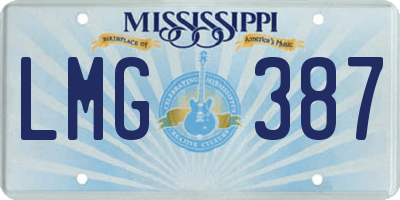 MS license plate LMG387