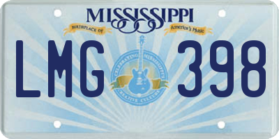 MS license plate LMG398