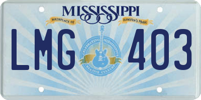MS license plate LMG403