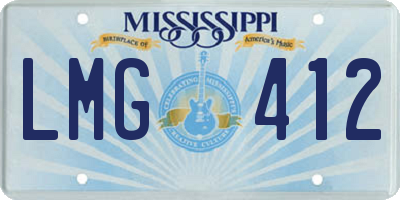 MS license plate LMG412