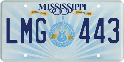 MS license plate LMG443
