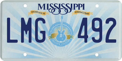 MS license plate LMG492