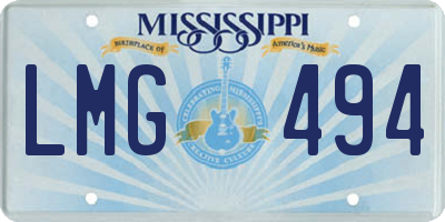 MS license plate LMG494