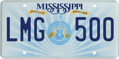 MS license plate LMG500