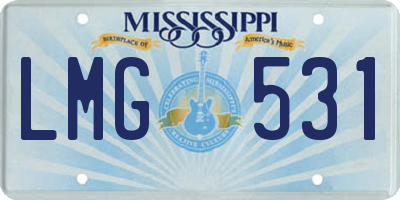 MS license plate LMG531
