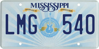 MS license plate LMG540