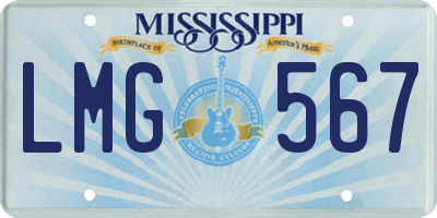 MS license plate LMG567