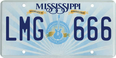MS license plate LMG666