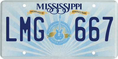 MS license plate LMG667