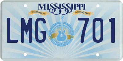 MS license plate LMG701