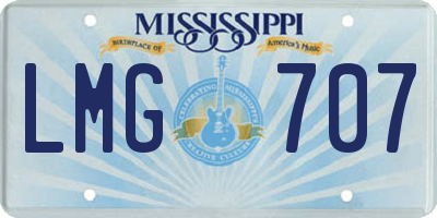 MS license plate LMG707