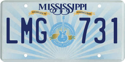 MS license plate LMG731