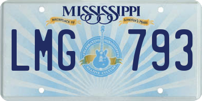 MS license plate LMG793