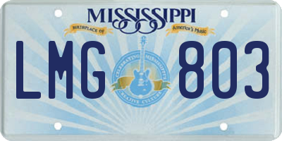 MS license plate LMG803