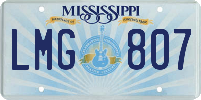 MS license plate LMG807