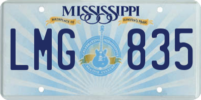 MS license plate LMG835