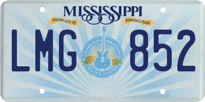 MS license plate LMG852