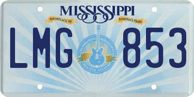 MS license plate LMG853