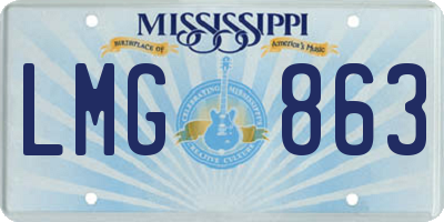 MS license plate LMG863