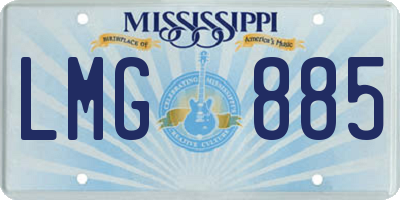 MS license plate LMG885