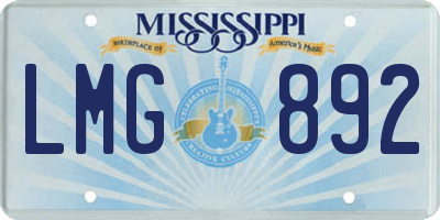 MS license plate LMG892