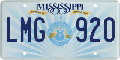 MS license plate LMG920