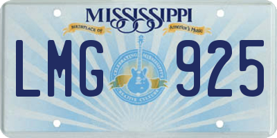 MS license plate LMG925