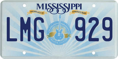MS license plate LMG929