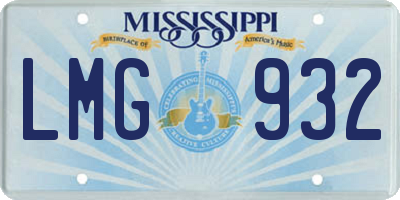 MS license plate LMG932