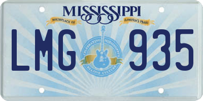 MS license plate LMG935