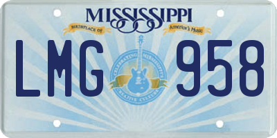 MS license plate LMG958