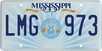 MS license plate LMG973