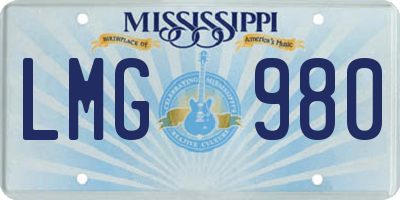 MS license plate LMG980