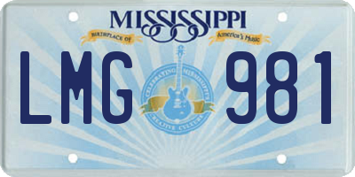 MS license plate LMG981