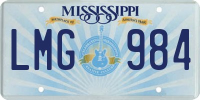 MS license plate LMG984