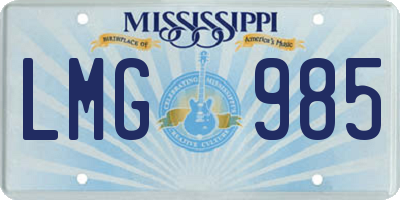 MS license plate LMG985