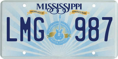 MS license plate LMG987