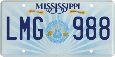 MS license plate LMG988