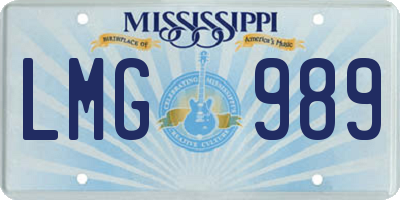MS license plate LMG989
