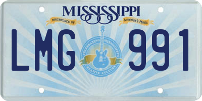 MS license plate LMG991