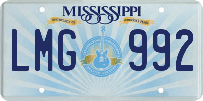 MS license plate LMG992