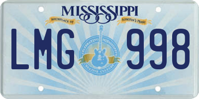 MS license plate LMG998