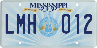 MS license plate LMH012