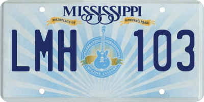 MS license plate LMH103