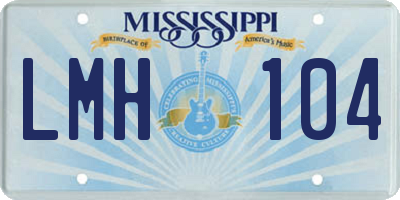 MS license plate LMH104